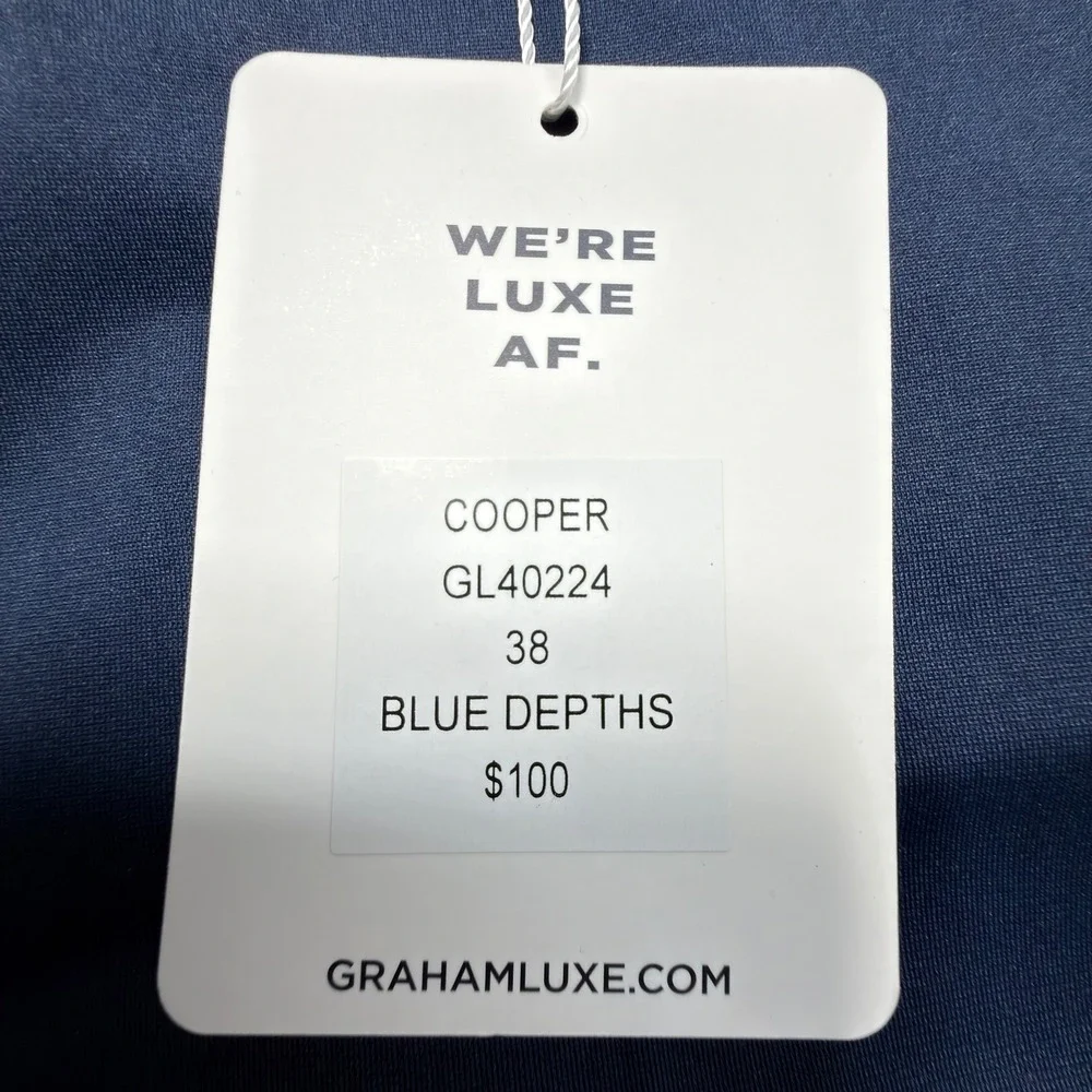 Graham Luxe Cooper Performance Golf Shorts Men's 38 Blue Depths NWT GL40224